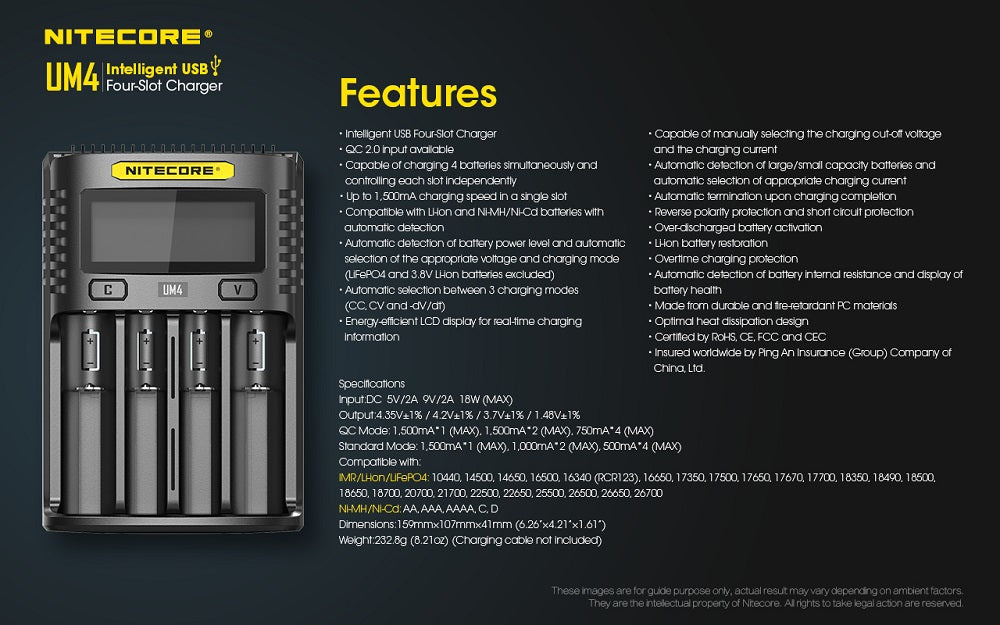 Nitecore UM4 Four-Slot Intelligent Battery Charger