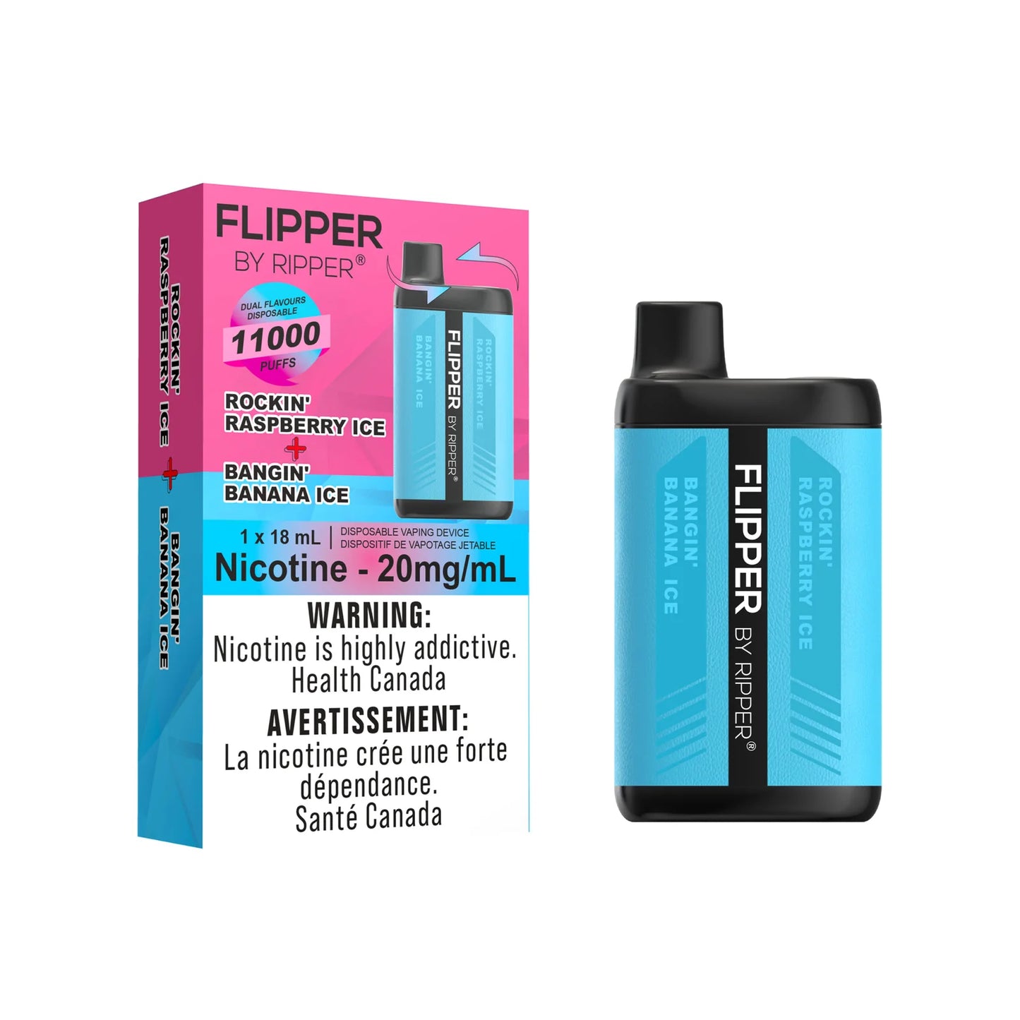 Flipper 11000 rockin raspberry ice + bangin banana ice
