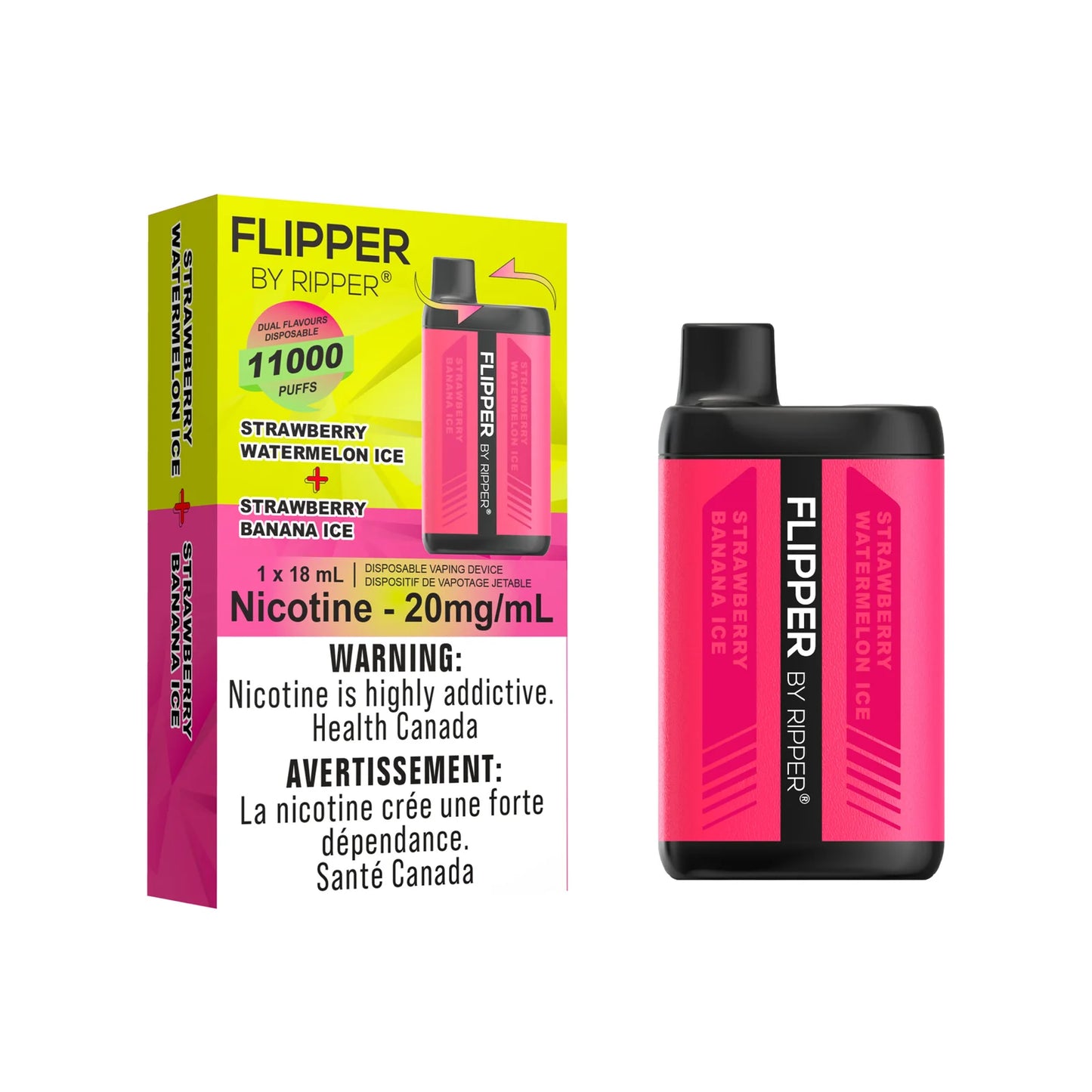 Flipper 11000 strawberry watermelon ice + strawberry banana ice
