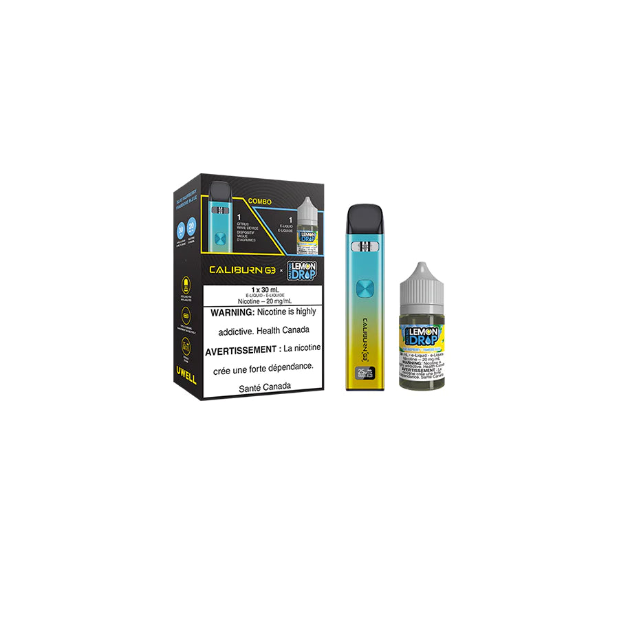 UWELL CALIBURN G3 POD KIT AND LEMON DROP SALT E-LIQUID BUNDLE