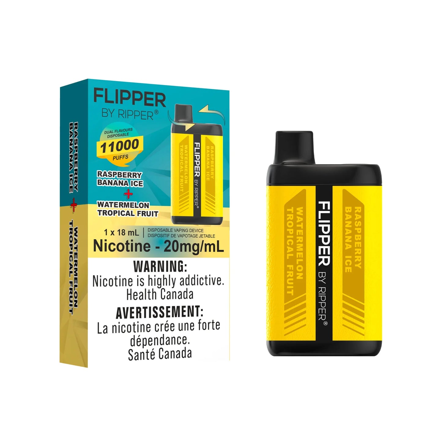 Flipper 11000 raspberry banana ice + watermelon tropical fruit
