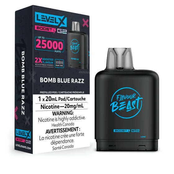 (Ontario) Level X Flavour Beast Boost Pod 20mL - Bomb Blue Razz