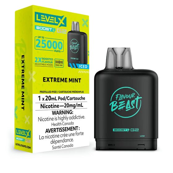 (Ontario) Level X Flavour Beast Boost Pod 20mL - Extreme Mint Iced