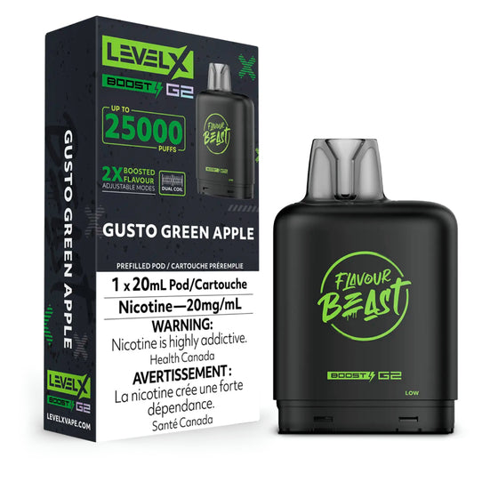 (Ontario) Level X Flavour Beast Boost Pod 20mL - Gusto Green Apple