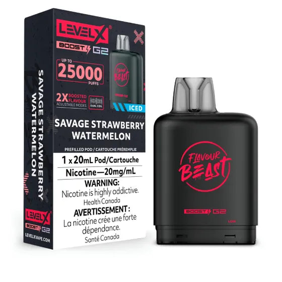 (Ontario) Level X Boost Pod 20mL - Flavour Beast - Savage Strawberry Watermelon