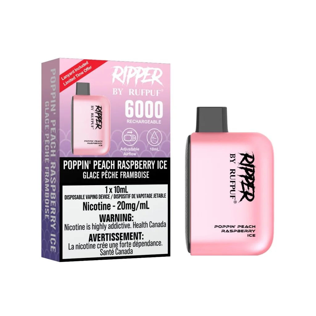 Rufpuf Ripper 6000 Poppin Peach Rasberry Ice (20mg)