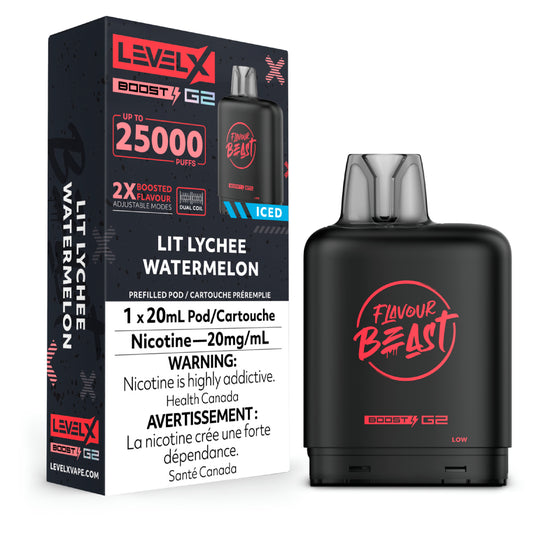 (Ontario) Level X Boost Pod 20ml - Flavour Beast - Lit Lychee Watermelon